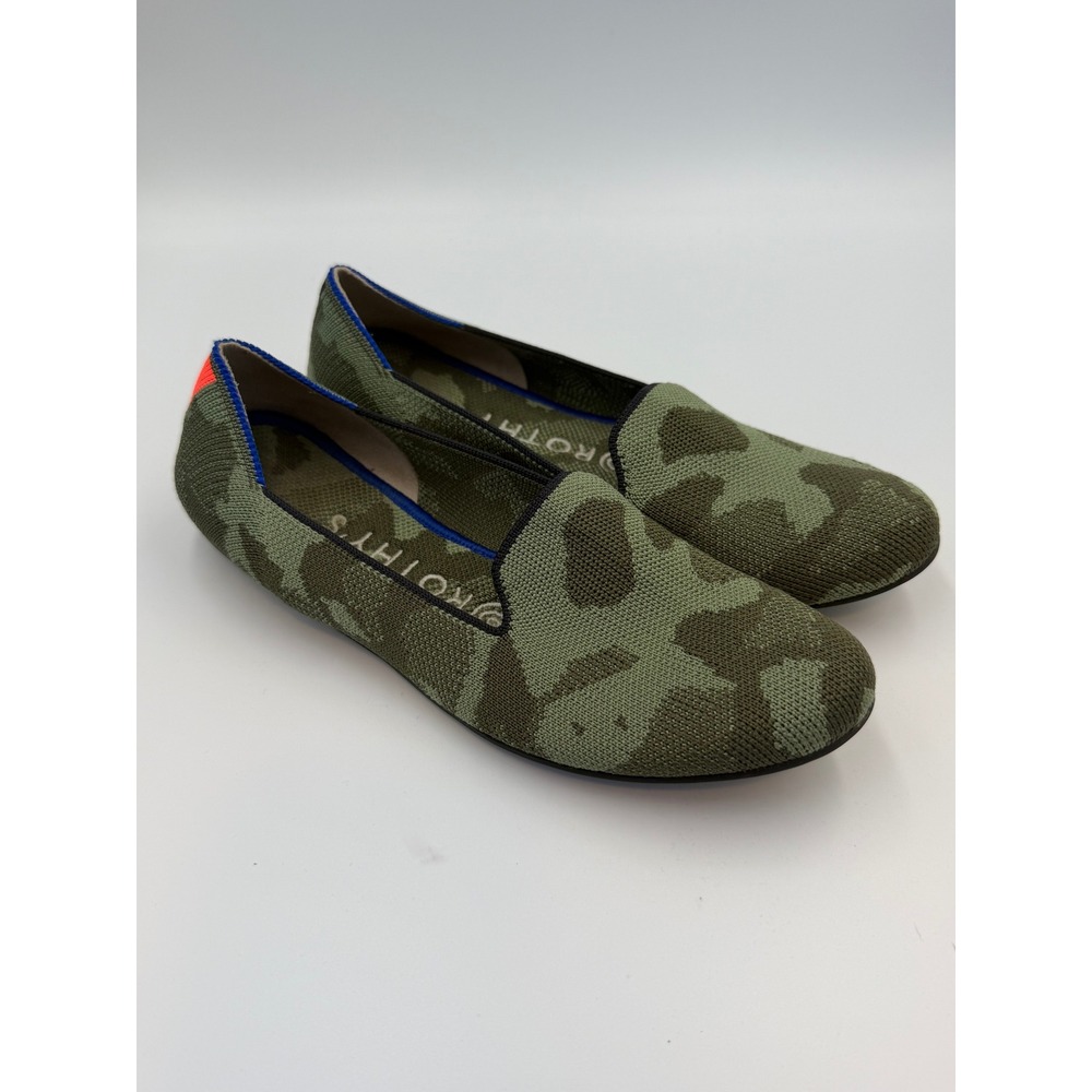 Rothy's The Loafer Olive Green Camo Slip On Flats Women's 6.5 Round Toe